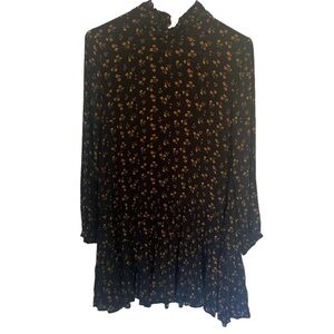 Zara Andrea Tunic Floral Dress Ruffle Neckline Size S